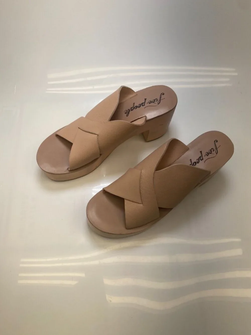Free People Women's Kora Pink Leather Platform Heel Sandal Sz 41- USA  11